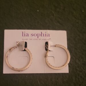 Lia Sophia Gold Crystal Hoop Earrings